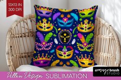 Mardi Gras Pillow Sublimation - Carnival Pillow Cover PNG Product Image 1
