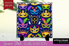 Mardi Gras Slate PNG - Carnival Square Slate Sublimation Product Image 1