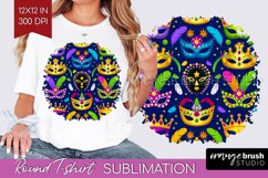 Mardi Gras Round Tshirt Background - Carnival PNG Product Image 1