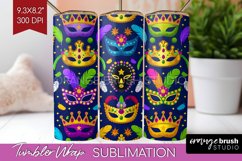 Mardi Gras Tumbler Wrap - Carnival Tumbler PNG Sublimation Product Image 1