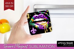 Mardi Gras Magnet Sublimation - Carnival Square Magnet PNG Product Image 1