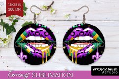 Mardi Gras Round Earrings - Carnival PNG Sublimation Product Image 1