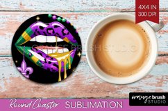 Mardi Gras Round Coaster - Carnival Coaster PNG Sublimation Product Image 1