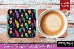 Mardi Gras Square Coaster - Carnival Coaster PNG Sublimation Product Image 1