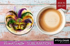 Mardi Gras Round Coaster - Carnival Coaster PNG Sublimation Product Image 1