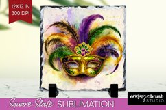 Mardi Gras Slate PNG - Carnival Square Slate Sublimation Product Image 1