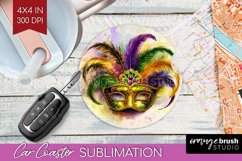 Mardi Gras Car Coaster - Carnival Coaster PNG Sublimation Product Image 1
