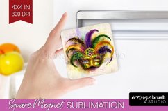 Mardi Gras Magnet Sublimation - Carnival Square Magnet PNG Product Image 1