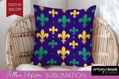 Mardi Gras Pillow Sublimation - Carnival Pillow Cover PNG Product Image 1