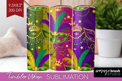 Mardi Gras Tumbler Wrap - Carnival Tumbler PNG Sublimation Product Image 1