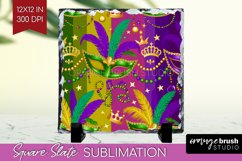 Mardi Gras Slate PNG - Carnival Square Slate Sublimation Product Image 1