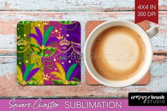 Mardi Gras Square Coaster - Carnival Coaster PNG Sublimation Product Image 1