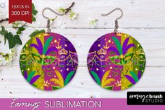 Mardi Gras Round Earrings - Carnival PNG Sublimation Product Image 1