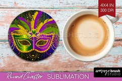 Mardi Gras Round Coaster - Carnival Coaster PNG Sublimation Product Image 1