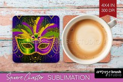 Mardi Gras Square Coaster - Carnival Coaster PNG Sublimation Product Image 1