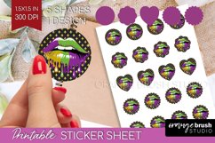 Mardi Gras Round Sticker - Carnival Printable Sticker Sheet Product Image 1
