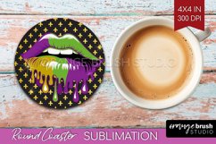Mardi Gras Round Coaster - Carnival Coaster PNG Sublimation Product Image 1