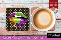 Mardi Gras Square Coaster - Carnival Coaster PNG Sublimation Product Image 1