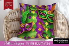 Mardi Gras Pillow Sublimation - Carnival Pillow Cover PNG Product Image 1
