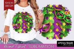 Mardi Gras Round Tshirt Background - Carnival PNG Product Image 1