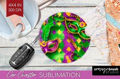 Mardi Gras Car Coaster - Carnival Coaster PNG Sublimation Product Image 1
