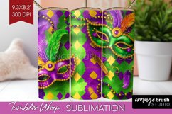 Mardi Gras Tumbler Wrap - Carnival Tumbler PNG Sublimation Product Image 1