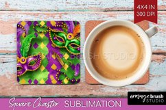 Mardi Gras Square Coaster - Carnival Coaster PNG Sublimation Product Image 1