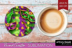 Mardi Gras Round Coaster - Carnival Coaster PNG Sublimation Product Image 1