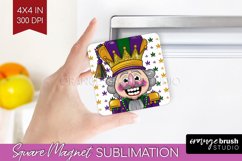 Mardi Gras Magnet Sublimation - Carnival Square Magnet PNG Product Image 1