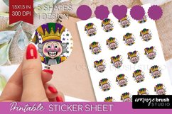 Mardi Gras Round Sticker - Carnival Printable Sticker Sheet Product Image 1
