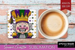 Mardi Gras Square Coaster - Carnival Coaster PNG Sublimation Product Image 1