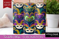 Mardi Gras Tumbler Wrap - Carnival Tumbler PNG Sublimation Product Image 1
