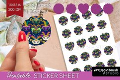 Mardi Gras Round Sticker - Carnival Printable Sticker Sheet Product Image 1