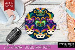Mardi Gras Car Coaster - Carnival Coaster PNG Sublimation Product Image 1