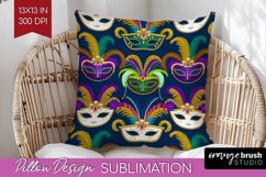 Mardi Gras Pillow Sublimation - Carnival Pillow Cover PNG Product Image 1