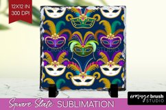 Mardi Gras Slate PNG - Carnival Square Slate Sublimation Product Image 1