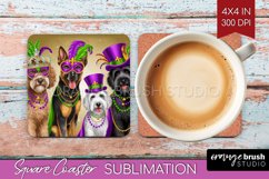 Mardi Gras Square Coaster - Carnival Coaster PNG Sublimation Product Image 1