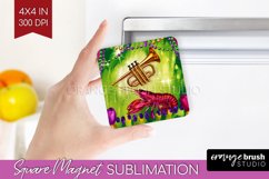 Mardi Gras Magnet Sublimation - Carnival Square Magnet PNG Product Image 1