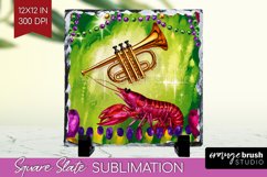 Mardi Gras Slate PNG - Carnival Square Slate Sublimation Product Image 1