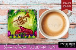 Mardi Gras Square Coaster - Carnival Coaster PNG Sublimation Product Image 1