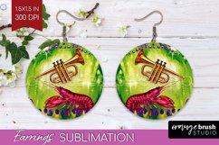 Mardi Gras Round Earrings - Carnival PNG Sublimation Product Image 1