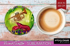 Mardi Gras Round Coaster - Carnival Coaster PNG Sublimation Product Image 1