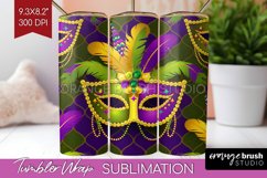 Mardi Gras Tumbler Wrap - Carnival Tumbler PNG Sublimation Product Image 1