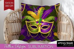 Mardi Gras Pillow Sublimation - Carnival Pillow Cover PNG Product Image 1