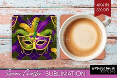 Mardi Gras Square Coaster - Carnival Coaster PNG Sublimation Product Image 1