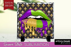 Mardi Gras Slate PNG - Carnival Square Slate Sublimation Product Image 1