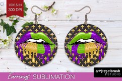 Mardi Gras Round Earrings - Carnival PNG Sublimation Product Image 1