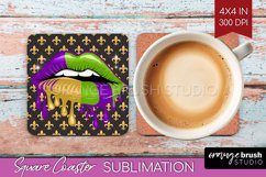 Mardi Gras Square Coaster - Carnival Coaster PNG Sublimation Product Image 1