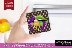Mardi Gras Magnet Sublimation - Carnival Square Magnet PNG Product Image 1