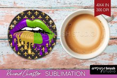 Mardi Gras Round Coaster - Carnival Coaster PNG Sublimation Product Image 1
